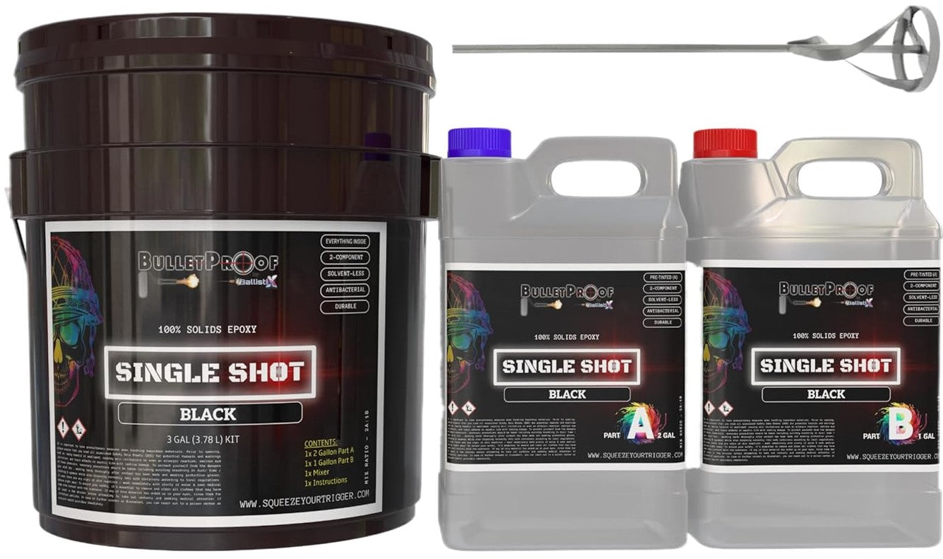 Bulletproof: Single Shot 100% Solids Epoxy - 3 Gallon Kit + Mixer