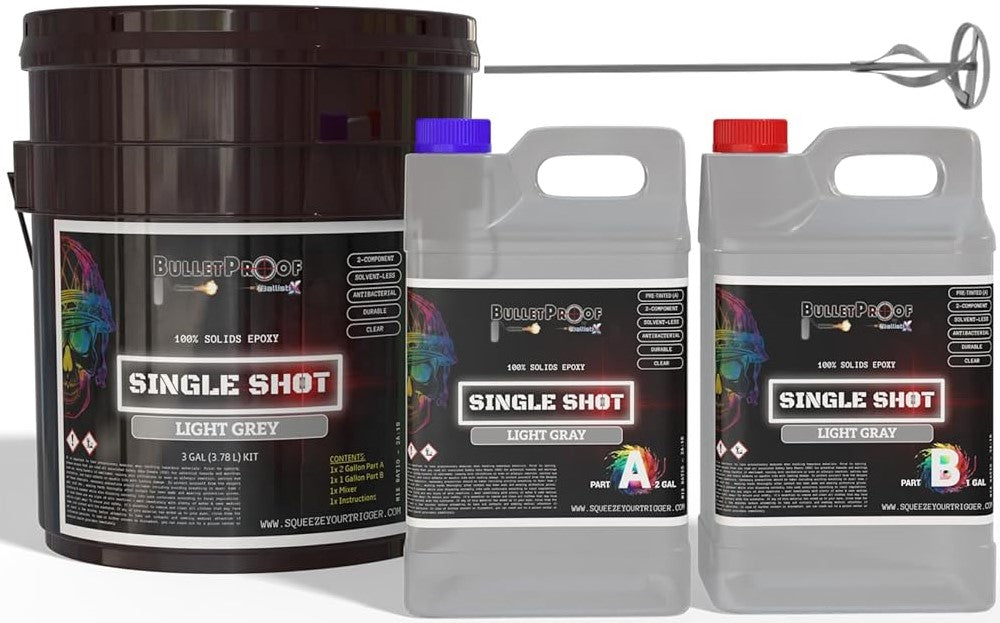 Bulletproof: Single Shot 100% Solids Epoxy - 3 Gallon Kit + Mixer