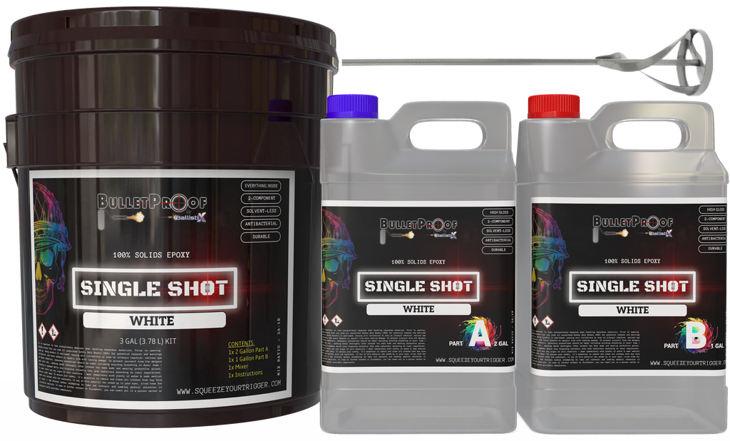 Bulletproof: Single Shot 100% Solids Epoxy - 3 Gallon Kit + Mixer