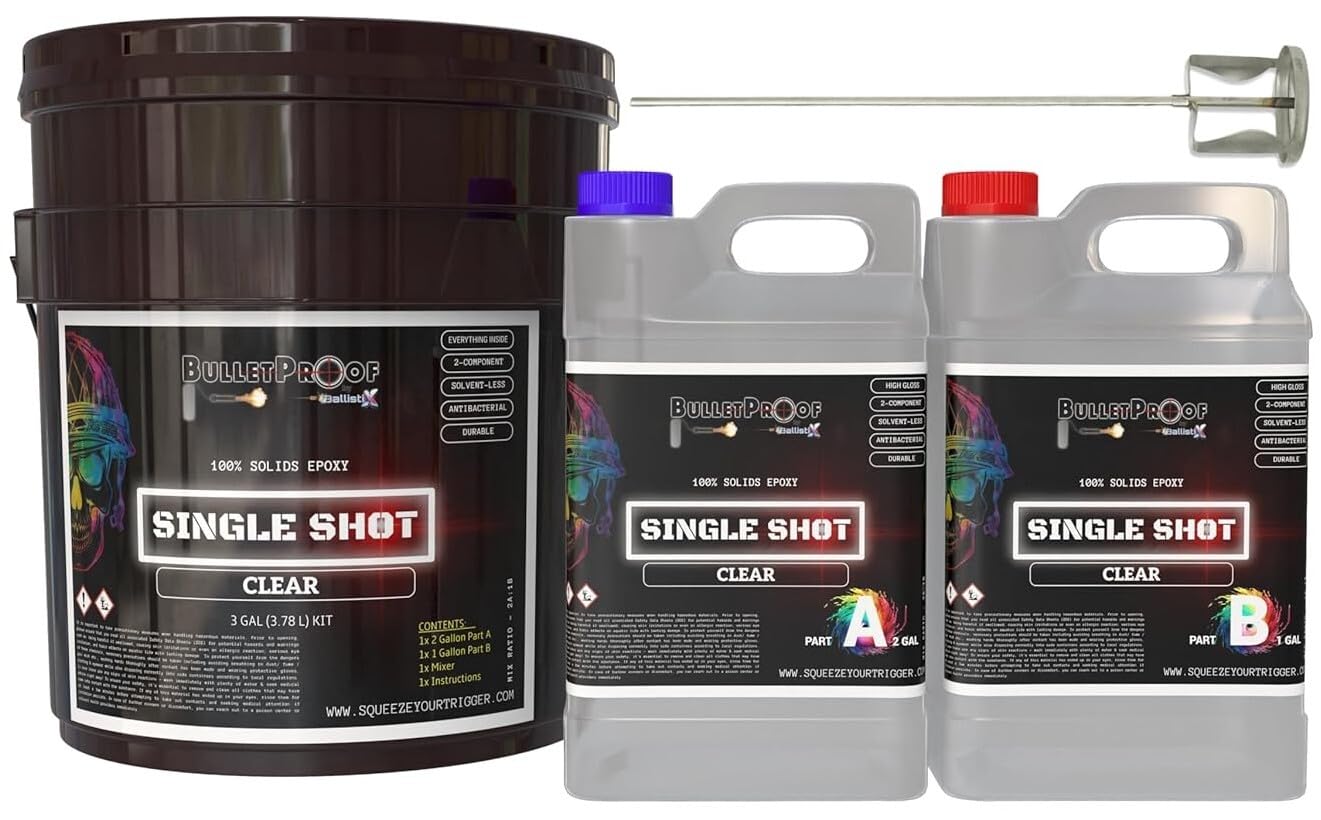 Bulletproof: Single Shot 100% Solids Epoxy - 3 Gallon Kit + Mixer